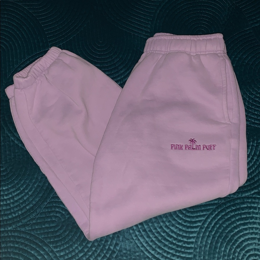 pink palm puff lilac joggers SHM(short medium) like new 23” inseam
